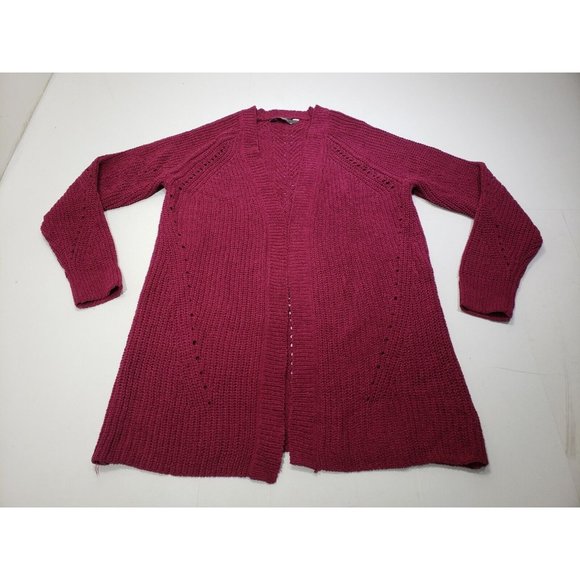 Members Mark Comfortable Open Front Chenille Cardigan Sweater Burgundy Size S - Picture 1 of 10